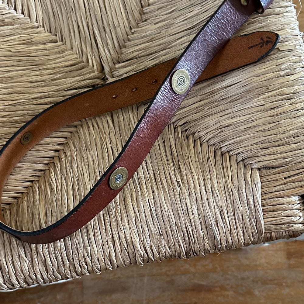 Brown Leather Belt with Brass Accents